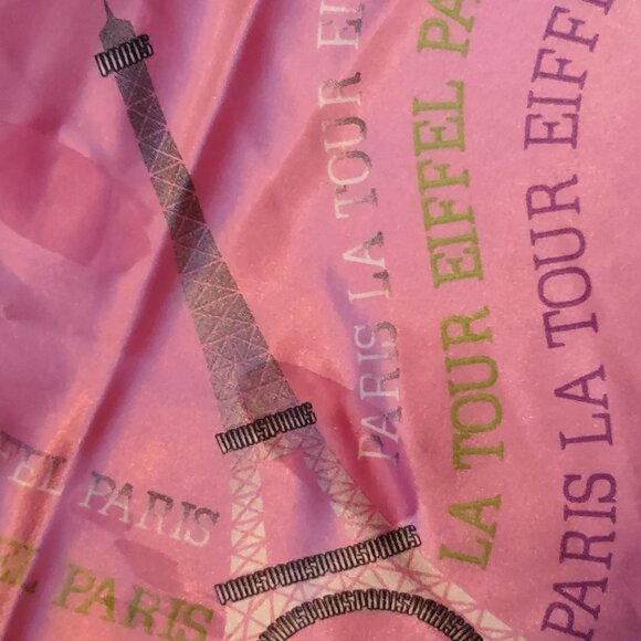 PARIS LA TOUR EIFFEL Pink and Purple Silk Scarf - Picture 5 of 6